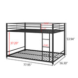 Hearth and Haven Metal Bunk Bed Full Over Full, Bunk Bed Frame with Safety Guard Rails, Heavy Duty Space-Saving Design, Easy Assembly Black W84063611