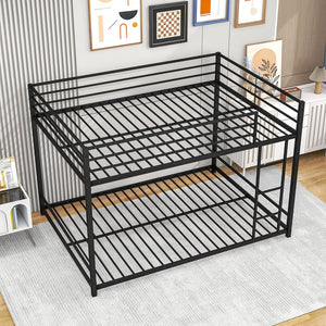 English Elm Full Heavy-Duty Metal Full Bunk Bed with Guard Rails, Space-Saving Twin-Over-Twin, 350lb Capacity, Easy Assembly, Black W84063611