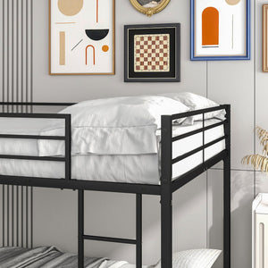 English Elm Full Heavy-Duty Metal Full Bunk Bed with Guard Rails, Space-Saving Twin-Over-Twin, 350lb Capacity, Easy Assembly, Black W84063611