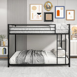 Hearth and Haven Metal Bunk Bed Full Over Full, Bunk Bed Frame with Safety Guard Rails, Heavy Duty Space-Saving Design, Easy Assembly Black W84063611