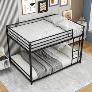English Elm Full Heavy-Duty Metal Full Bunk Bed with Guard Rails, Space-Saving Twin-Over-Twin, 350lb Capacity, Easy Assembly, Black W84063611