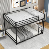 Hearth and Haven Metal Bunk Bed Full Over Full, Bunk Bed Frame with Safety Guard Rails, Heavy Duty Space-Saving Design, Easy Assembly Black W84063611