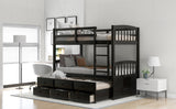 Hearth and Haven Bery Twin over Twin over Twin Adjustable Triple Bunk Bed with Ladder and Slide, Grey