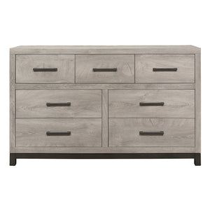 English Elm Attractive Zephyr Gray 7-Drawer Dresser with Metal Bar Hardware, Melamine Faux Wood Finish, 58.5" x 17" x 36.5" B01168630