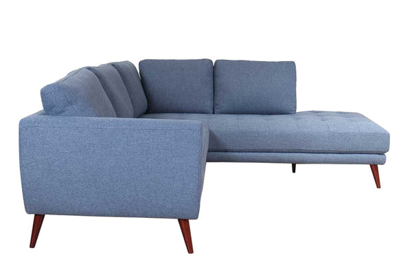 English Elm Casey L-shaped Sectional Deep Denim Fabric Casual Living Room Lounge Sofa B054S00009