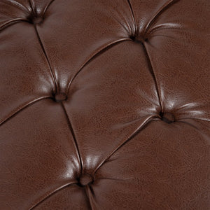 English Elm Bedroom Tufted Pu Leather Bench with Nailhead Trim Fits Queen or King Footboard W68053159
