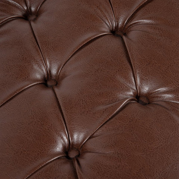 English Elm Bedroom Tufted Pu Leather Bench with Nailhead Trim Fits Queen or King Footboard W68053159