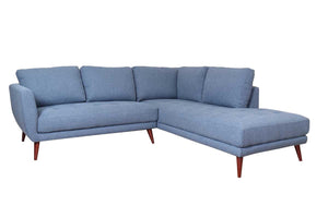 English Elm Casey L-shaped Sectional Deep Denim Fabric Casual Living Room Lounge Sofa B054S00009
