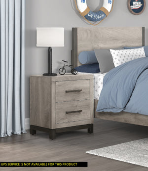 English Elm Attractive Zephyr Nightstand Gray Faux Wood Melamine 2-Drawer Metal Bar Hardware Modern Accent B01168625