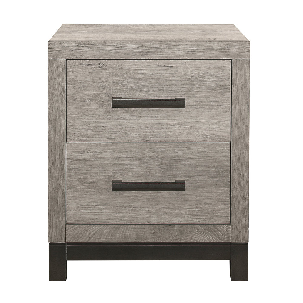 English Elm Attractive Zephyr Nightstand Gray Faux Wood Melamine 2-Drawer Metal Bar Hardware Modern Accent B01168625