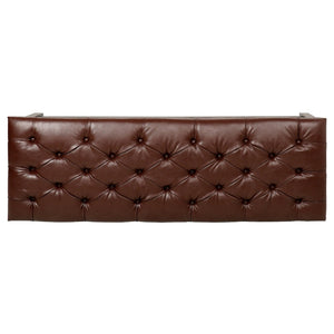 English Elm Bedroom Tufted Pu Leather Bench with Nailhead Trim Fits Queen or King Footboard W68053159