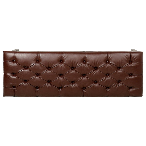 English Elm Bedroom Tufted Pu Leather Bench with Nailhead Trim Fits Queen or King Footboard W68053159