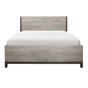 English Elm Light Gray Zephyr Full Size Bed with Metal-Finish Accents, Low-Profile Melamine Panel Design B011S01680