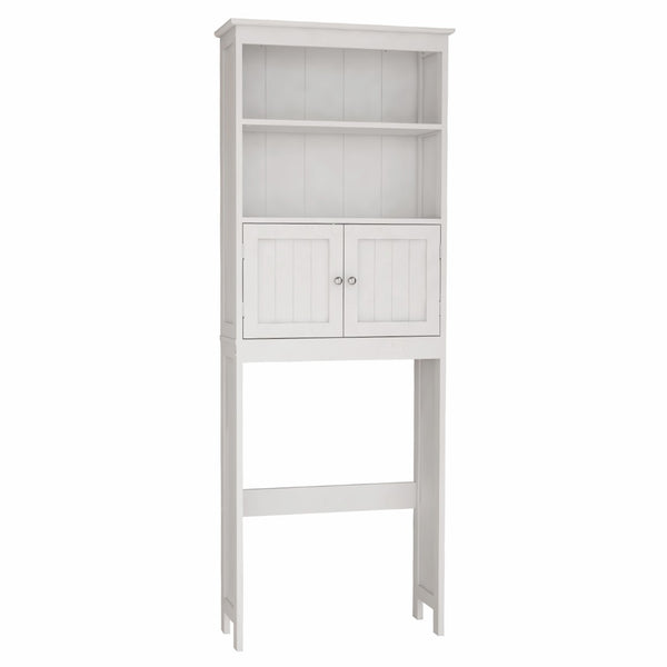 English Elm Over Toilet Freestanding Mdf Cabinet Two Tier Bathroom Spacesaver Organizer in White W112049945