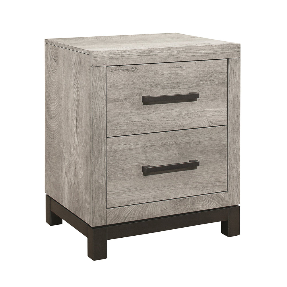 English Elm Attractive Zephyr Nightstand Gray Faux Wood Melamine 2-Drawer Metal Bar Hardware Modern Accent B01168625