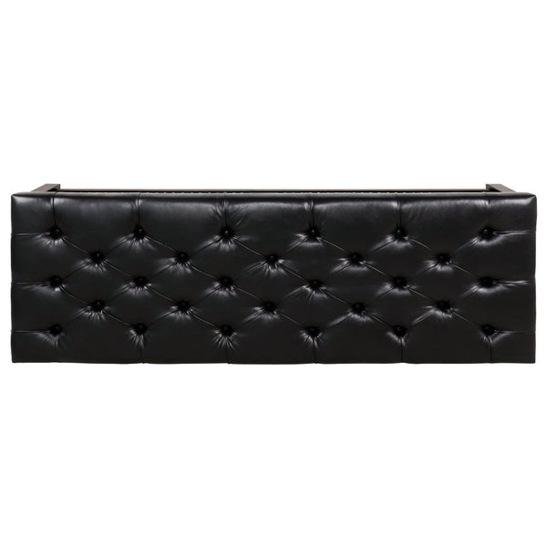 English Elm Wooden Frame Tufted Pu Leather Bench with Brass Nail Trim for Entryway or Bedroom W68053160