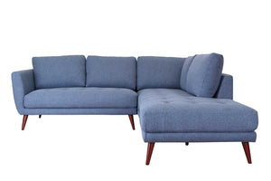 English Elm Casey L-shaped Sectional Deep Denim Fabric Casual Living Room Lounge Sofa B054S00009