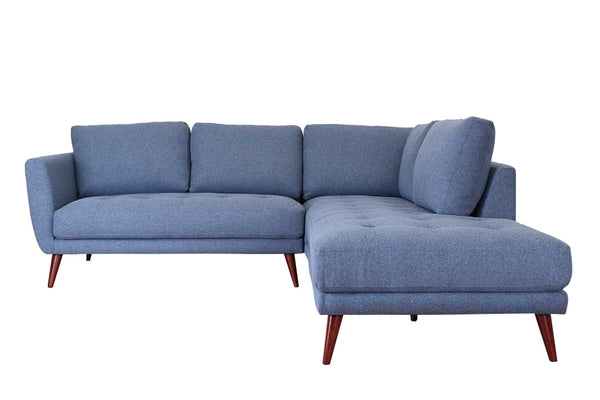 English Elm Casey L-shaped Sectional Deep Denim Fabric Casual Living Room Lounge Sofa B054S00009