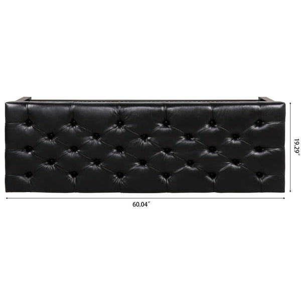 English Elm Wooden Frame Tufted Pu Leather Bench with Brass Nail Trim for Entryway or Bedroom W68053160