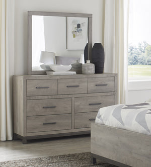 English Elm Attractive Zephyr Gray 7-Drawer Dresser with Metal Bar Hardware, Melamine Faux Wood Finish, 58.5" x 17" x 36.5" B01168630