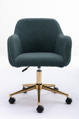 English Elm Modern Teddy Plush Swivel Chair Adjustable Height Gold Base for Home Office W52762363