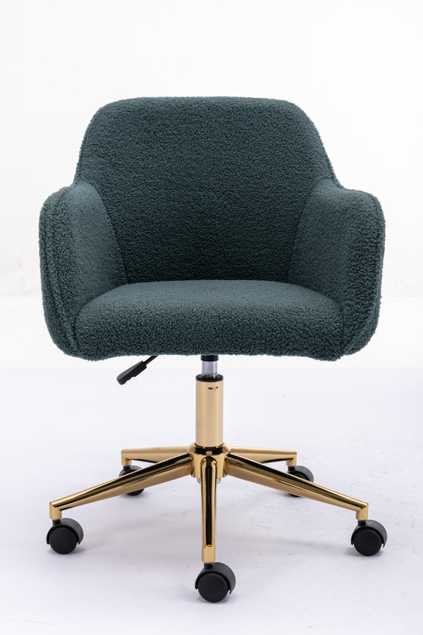 English Elm Modern Teddy Plush Swivel Chair Adjustable Height Gold Base for Home Office W52762363