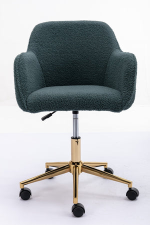 English Elm Modern Teddy Plush Swivel Chair Adjustable Height Gold Base for Home Office W52762363