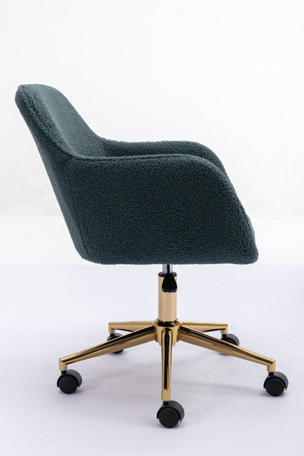 English Elm Modern Teddy Plush Swivel Chair Adjustable Height Gold Base for Home Office W52762363