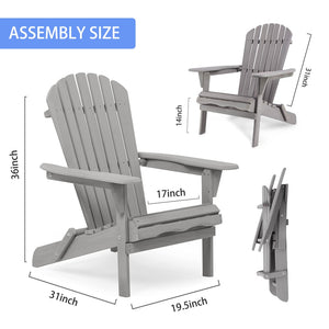 English Elm Wood Solid Cedar Folding Adirondack Chair Set of 2 for Patio Backyard Outdoor W139058446