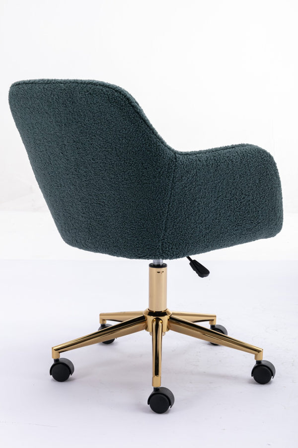 English Elm Modern Teddy Plush Swivel Chair Adjustable Height Gold Base for Home Office W52762363