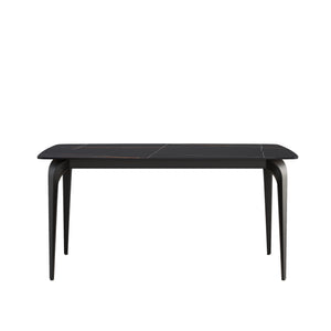 English Elm 63"Modern Sculptural Artificial Stone Dining Table With Black Curved Metal Legs For 6 People W1535S00156