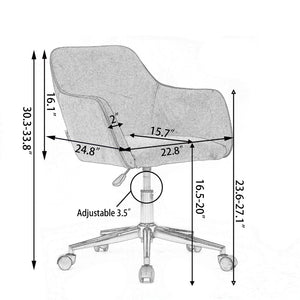 English Elm Modern Teddy Bouclé Swivel Chair with Gold Base Adjustable Height Home Office Seat W52762355