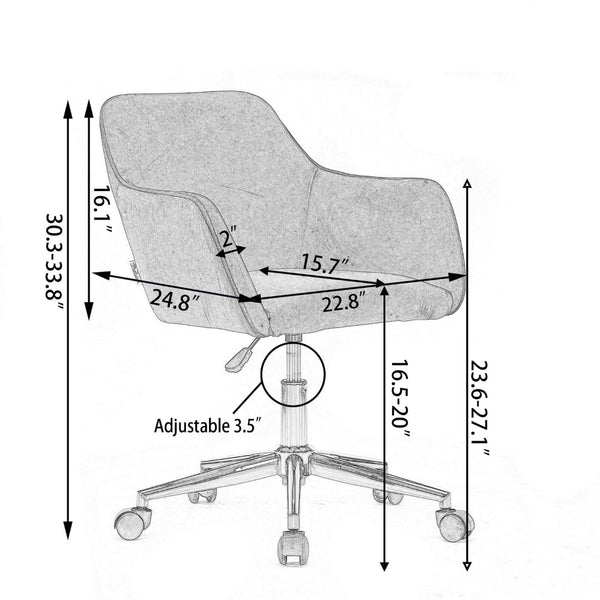 English Elm Modern Teddy Bouclé Swivel Chair with Gold Base Adjustable Height Home Office Seat W52762355