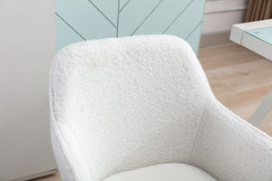 English Elm Modern Teddy Bouclé Swivel Chair with Gold Base Adjustable Height Home Office Seat W52762355