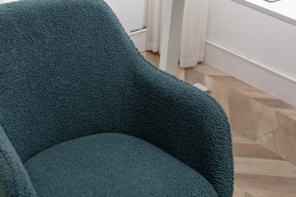 English Elm Modern Teddy Plush Swivel Chair Adjustable Height Gold Base for Home Office W52762363