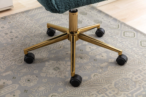 English Elm Modern Teddy Plush Swivel Chair Adjustable Height Gold Base for Home Office W52762363