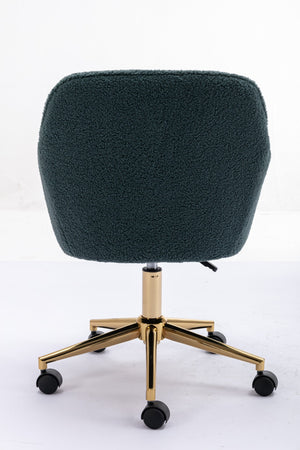 English Elm Modern Teddy Plush Swivel Chair Adjustable Height Gold Base for Home Office W52762363