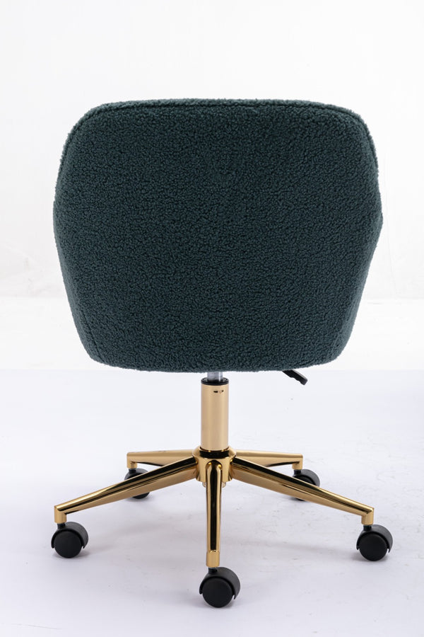 English Elm Modern Teddy Plush Swivel Chair Adjustable Height Gold Base for Home Office W52762363