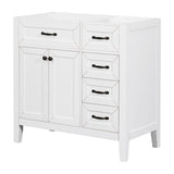 English Elm 36" Bathroom Vanity Without Sink, Cabinet Base Only, Bathroom Cabinet With Drawers, Solid Frame and Mdf Board, White