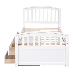English Elm Twin Solid Pine Storage Bed with Six Built-in Drawers for Kids or Guest Rooms SG000121AAK
