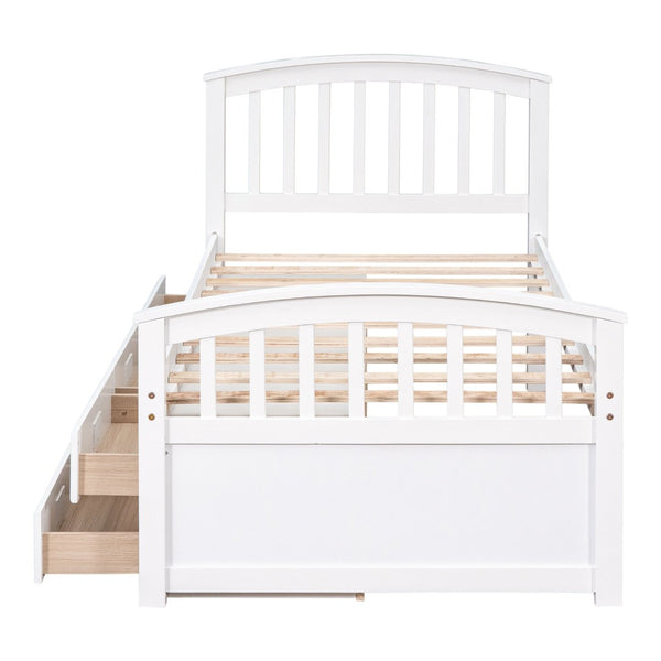 English Elm Twin Solid Pine Storage Bed with Six Built-in Drawers for Kids or Guest Rooms SG000121AAK