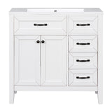 English Elm 36" Bathroom Vanity With Sink Combo, White Bathroom Cabinet With Drawers, Solid Frame and Mdf Board (Old Sku:Jl000007Aak)