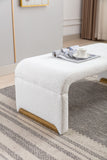 Hearth and Haven New Boucle Fabric Loveseat Ottoman Footstool Bedroom Bench Shoe Bench with Gold Metal Legs, Ivory White W52762541