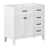 English Elm 36" Bathroom Vanity With Sink Combo, White Bathroom Cabinet With Drawers, Solid Frame and Mdf Board (Old Sku:Jl000007Aak)