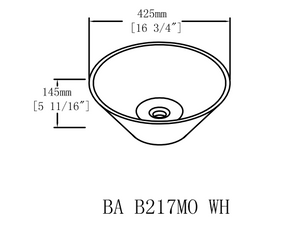 English Elm Ceramic Round Above Counter Art Basin White Bathroom Vessel Sink Stain-Resistant Easy-Clean W99969283