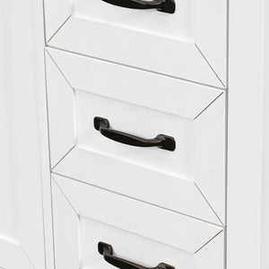 English Elm 36" Freestanding Bathroom Vanity Solid Rubberwood Cabinet with Ceramic Sink and Three Drawers White JL000007AAK-6