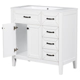 English Elm 36" Bathroom Vanity With Sink Combo, White Bathroom Cabinet With Drawers, Solid Frame and Mdf Board