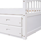 English Elm Twin Size Platform Storage Bed Solid Wood Bed With 6 Drawers,White