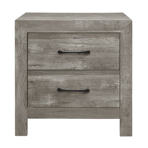 English Elm Rustic Style Gray Finish 1 Piece Nightstand Of 2X Drawers Transitional Design Bedroom Furniture