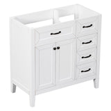 English Elm 36" Bathroom Vanity Without Sink, Cabinet Base Only, Bathroom Cabinet With Drawers, Solid Frame and Mdf Board, White